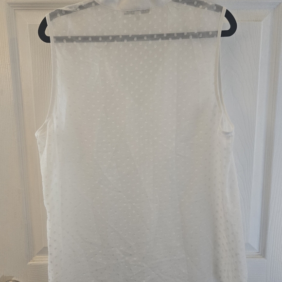 SALE!! Daniel Rainn Sheer White Sleeveless Top - Picture 8 of 10